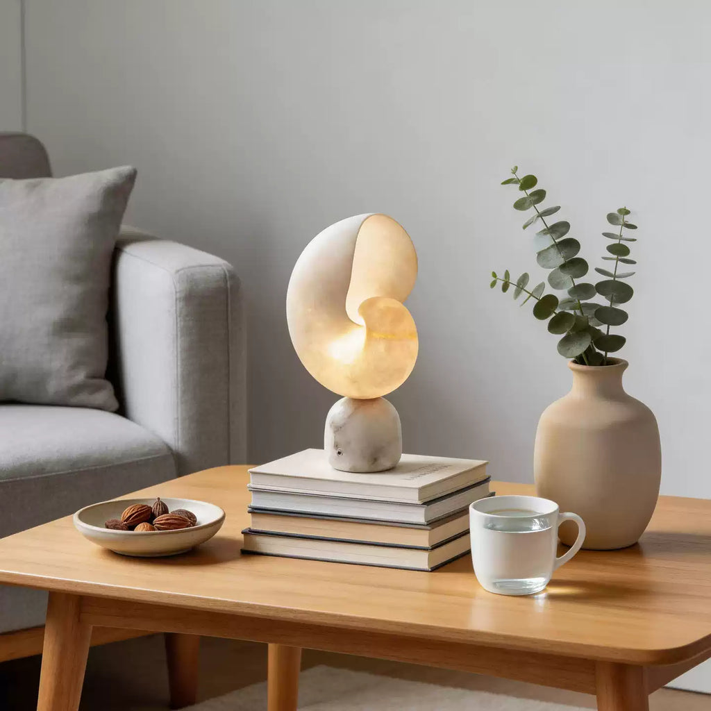 Lumora Alabaster Shell LED Table Lamp – table lamp view 8