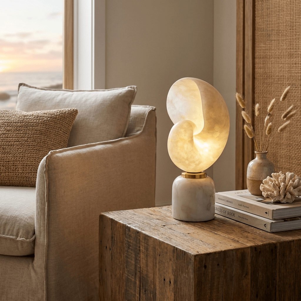 Lumora Alabaster Shell LED Table Lamp – table lamp view 9