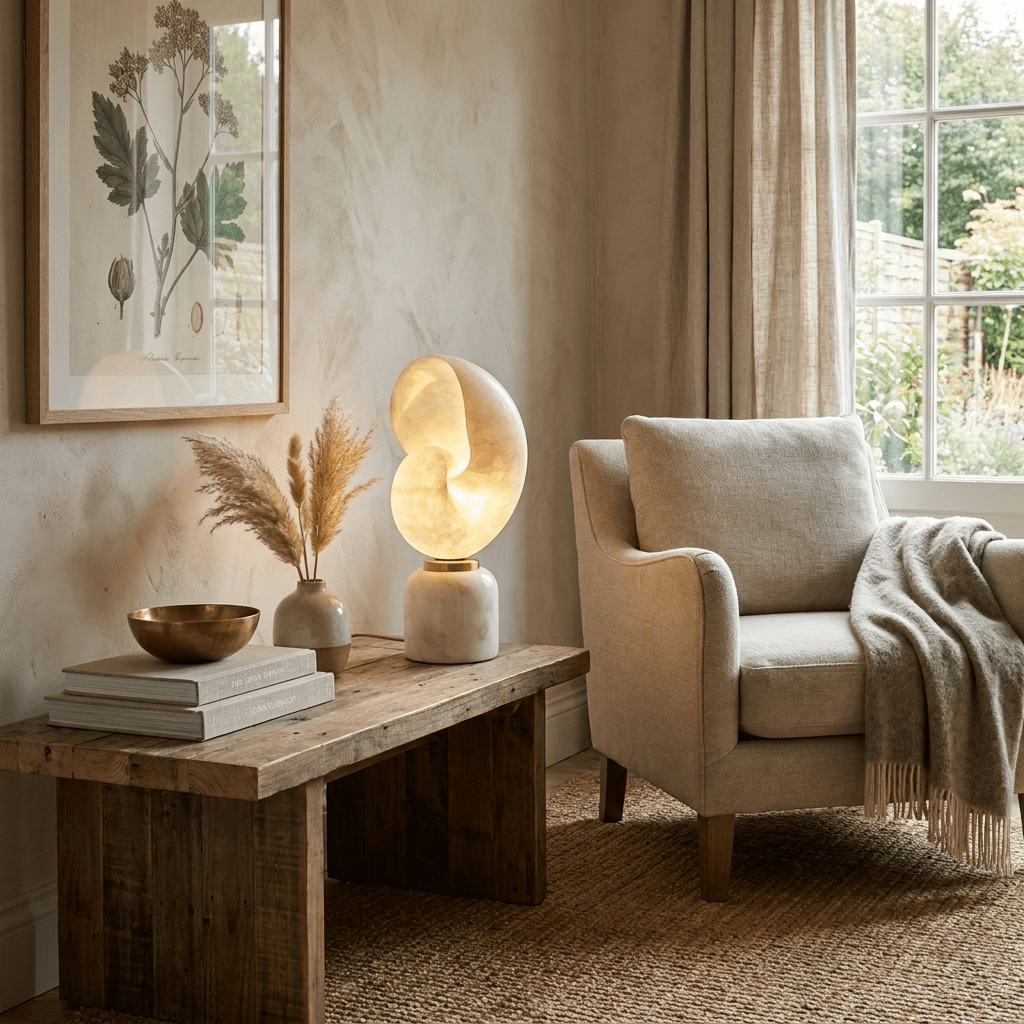 Lumora Alabaster Shell LED Table Lamp – table lamp view 10