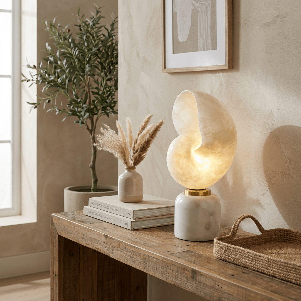 Lumora Alabaster Shell LED Table Lamp – table lamp view 12
