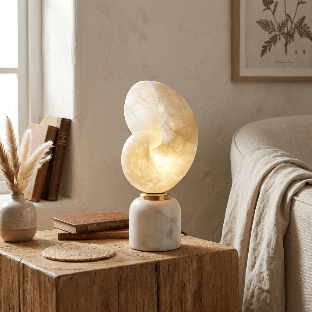 Lumora Alabaster Shell LED Table Lamp – table lamp view 13