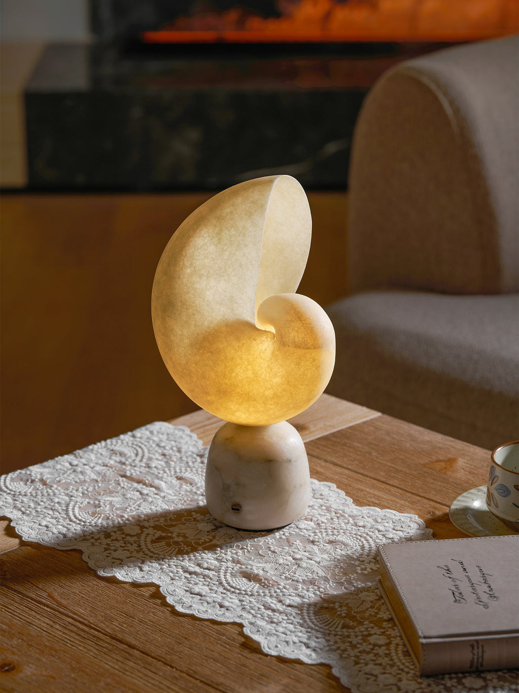 Lumora Alabaster Shell LED Table Lamp – table lamp view 21