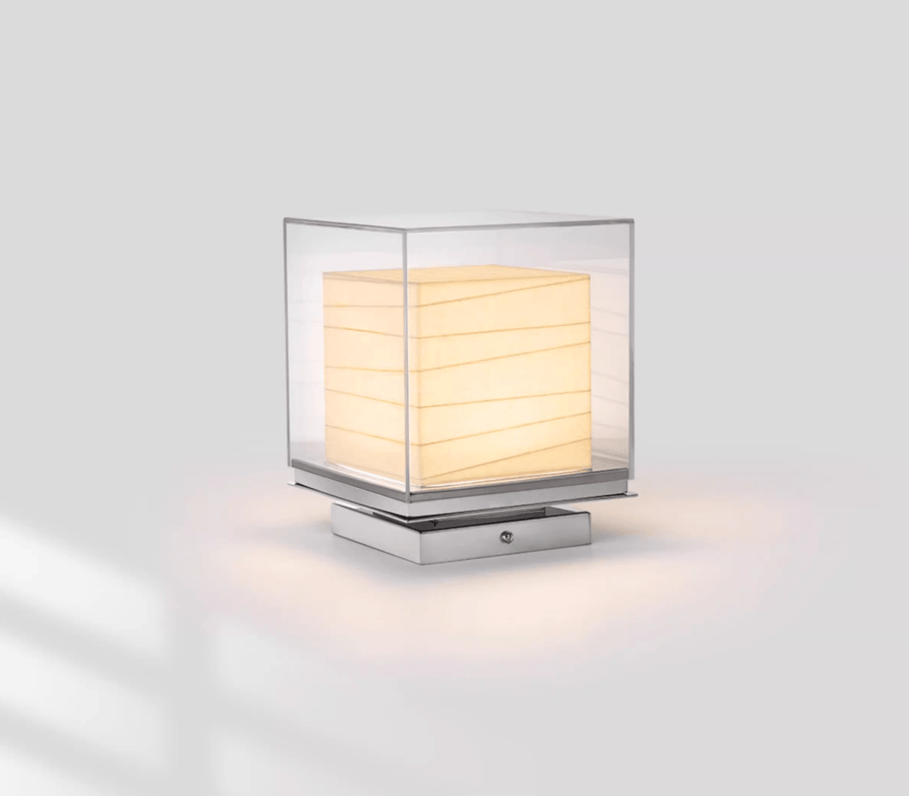 Lunel Glass Cube LED Table Lamp — finish, form and interior detail 6