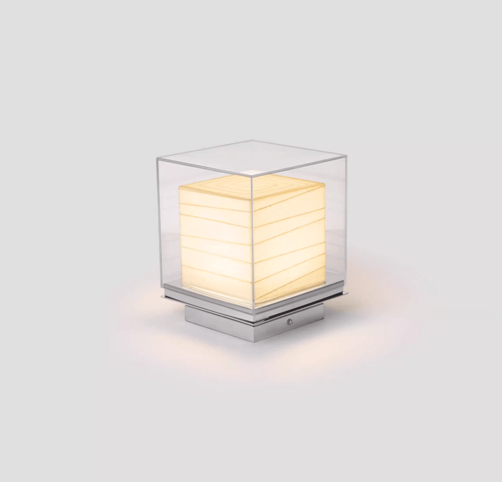 Lunel Glass Cube LED Table Lamp — finish, form and interior detail 7