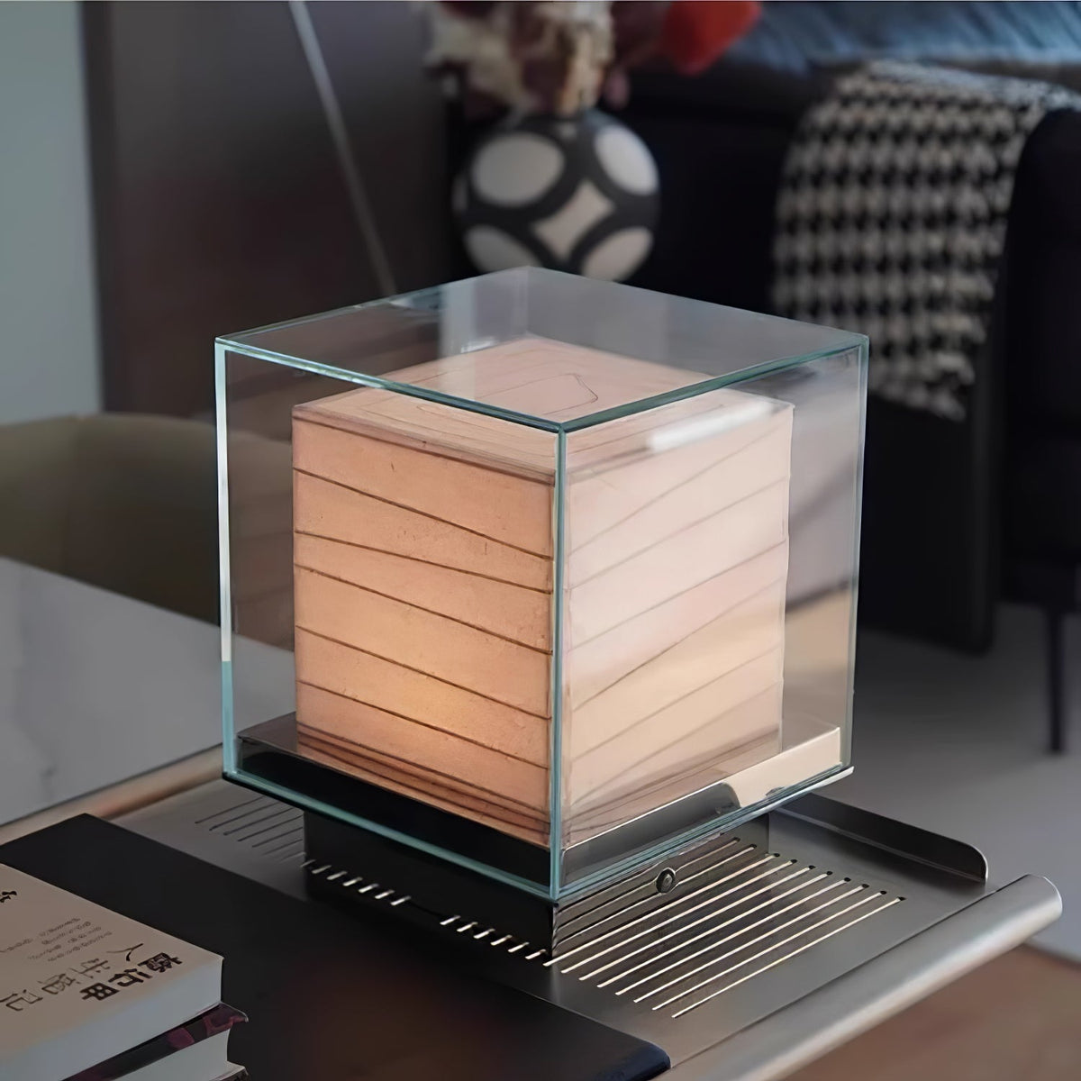Lunel Glass Cube LED Table Lamp — finish, form and interior detail 27