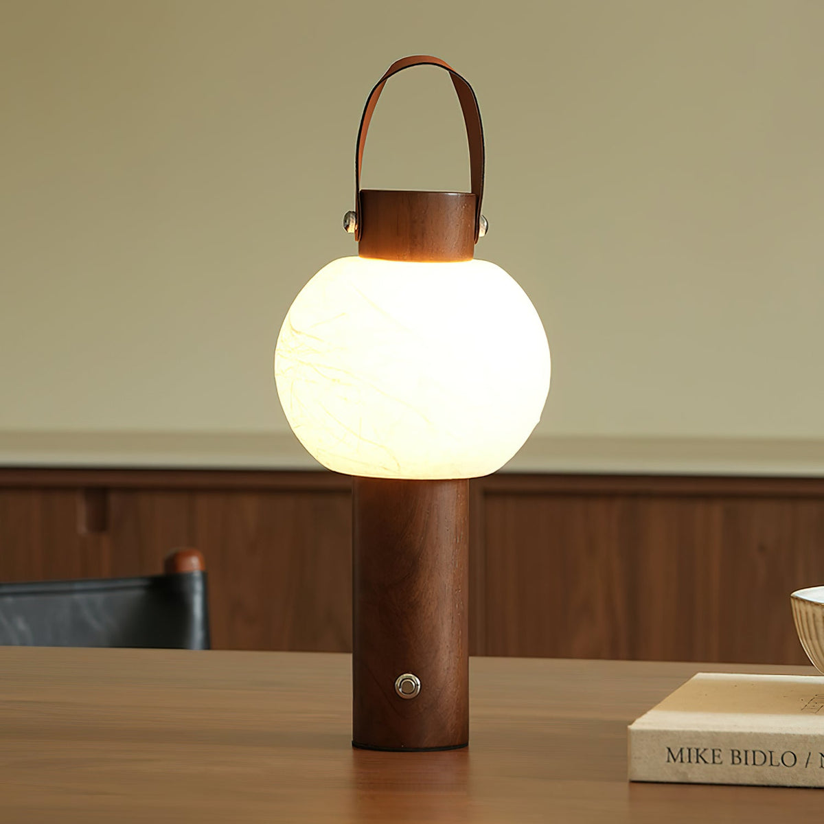 Lunera Wood Globe USB Lantern Lamp — product, finish and specification view 2