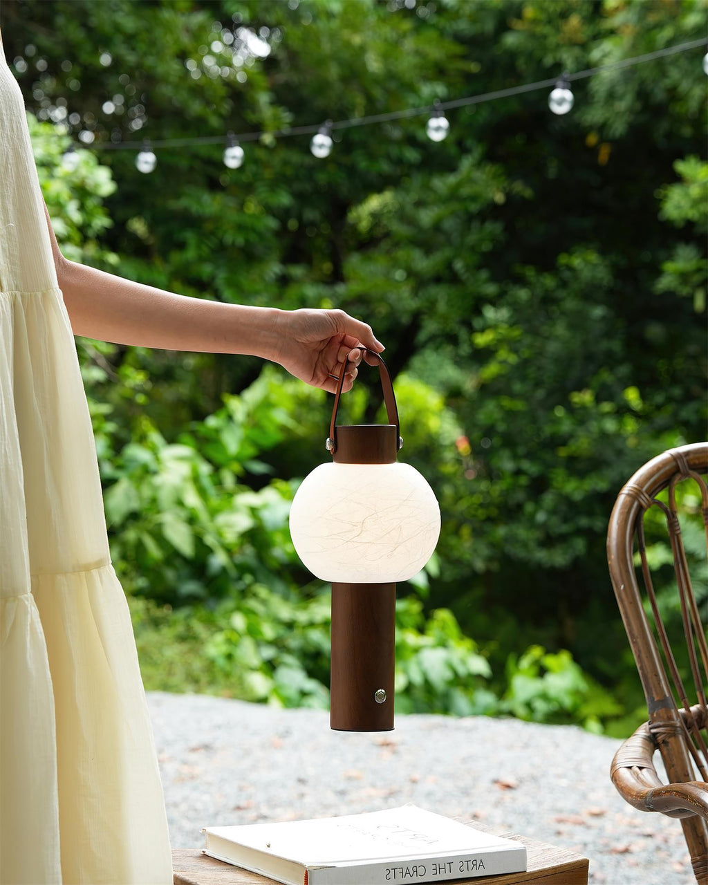 Lunera Wood Globe USB Lantern Lamp — product, finish and specification view 3