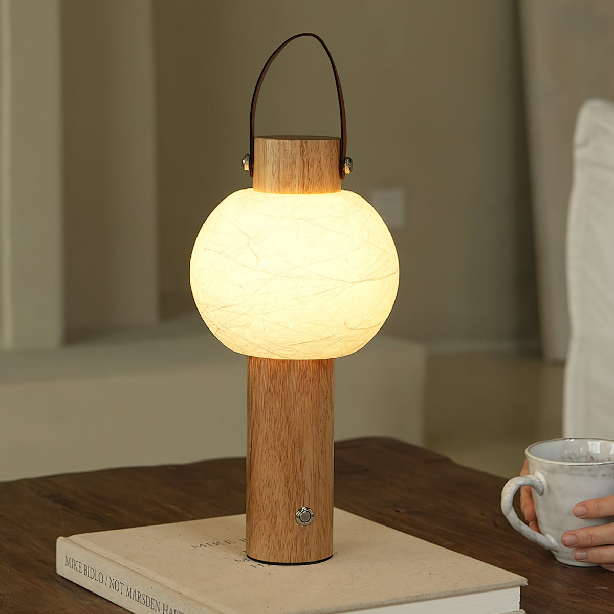 Lunera Wood Globe USB Lantern Lamp — product, finish and specification view 7