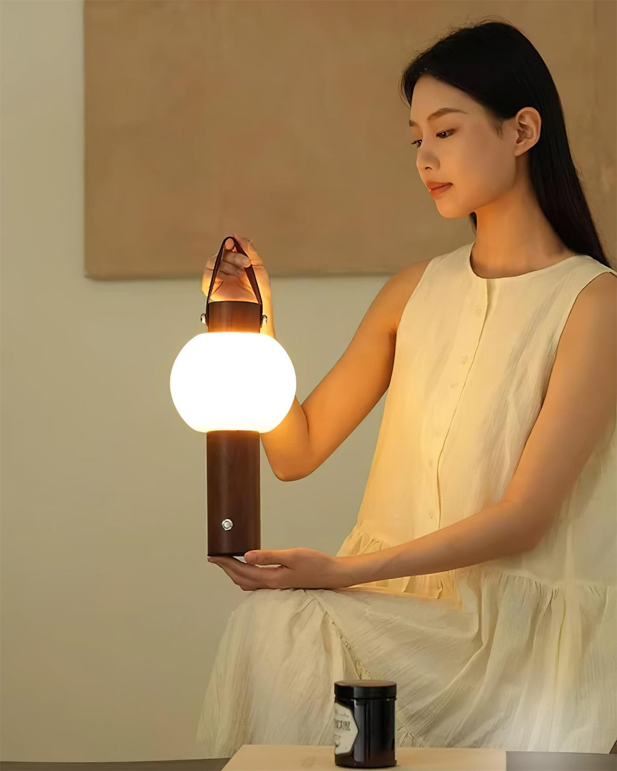 Lunera Wood Globe USB Lantern Lamp — product, finish and specification view 10