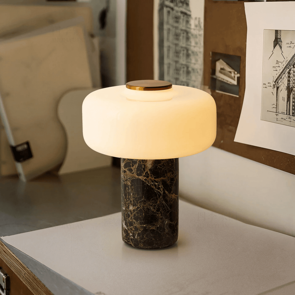 Mavelle Marble Rechargeable Table Lamp — finish, form and interior detail 2