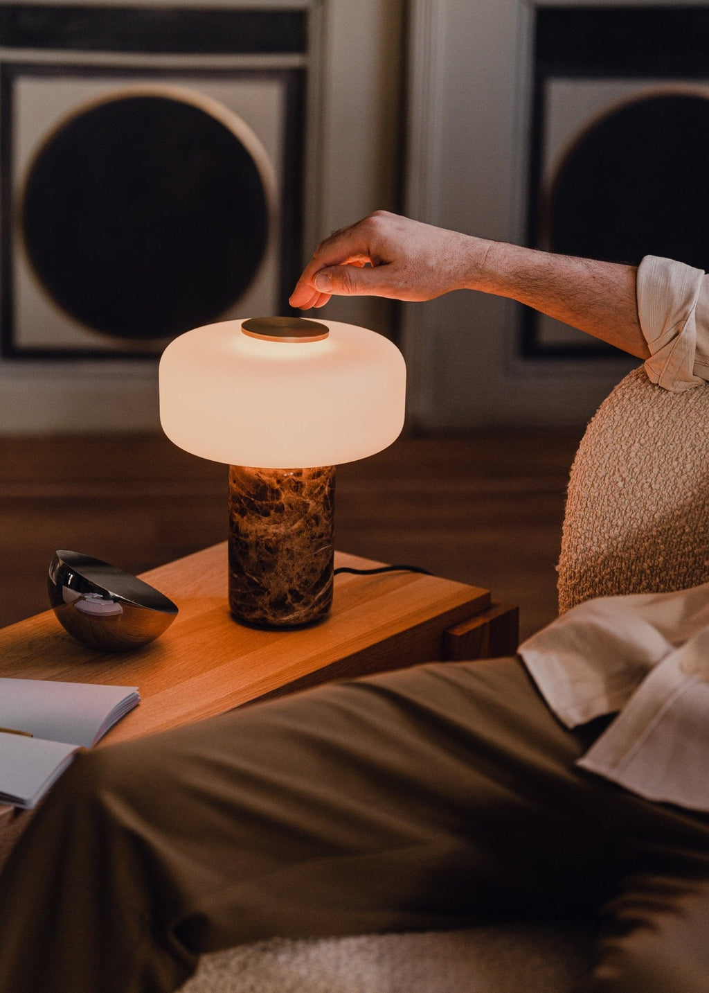 Mavelle Marble Rechargeable Table Lamp — finish, form and interior detail 9