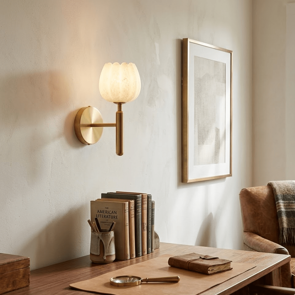 Mian Alabaster Flower Wall Sconce – wall sconce view 2