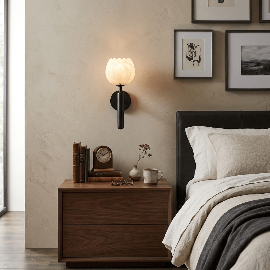 Mian Alabaster Flower Wall Sconce – wall sconce view 4