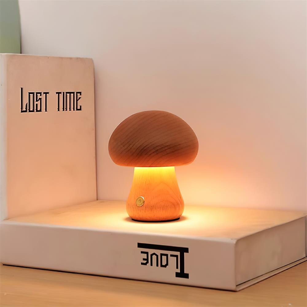 Mini Mushroom Table Lamp — Wood Color