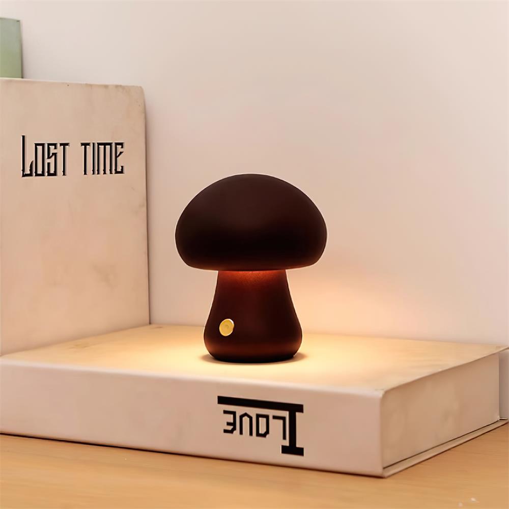 Mini Mushroom Table Lamp — Walnut Color