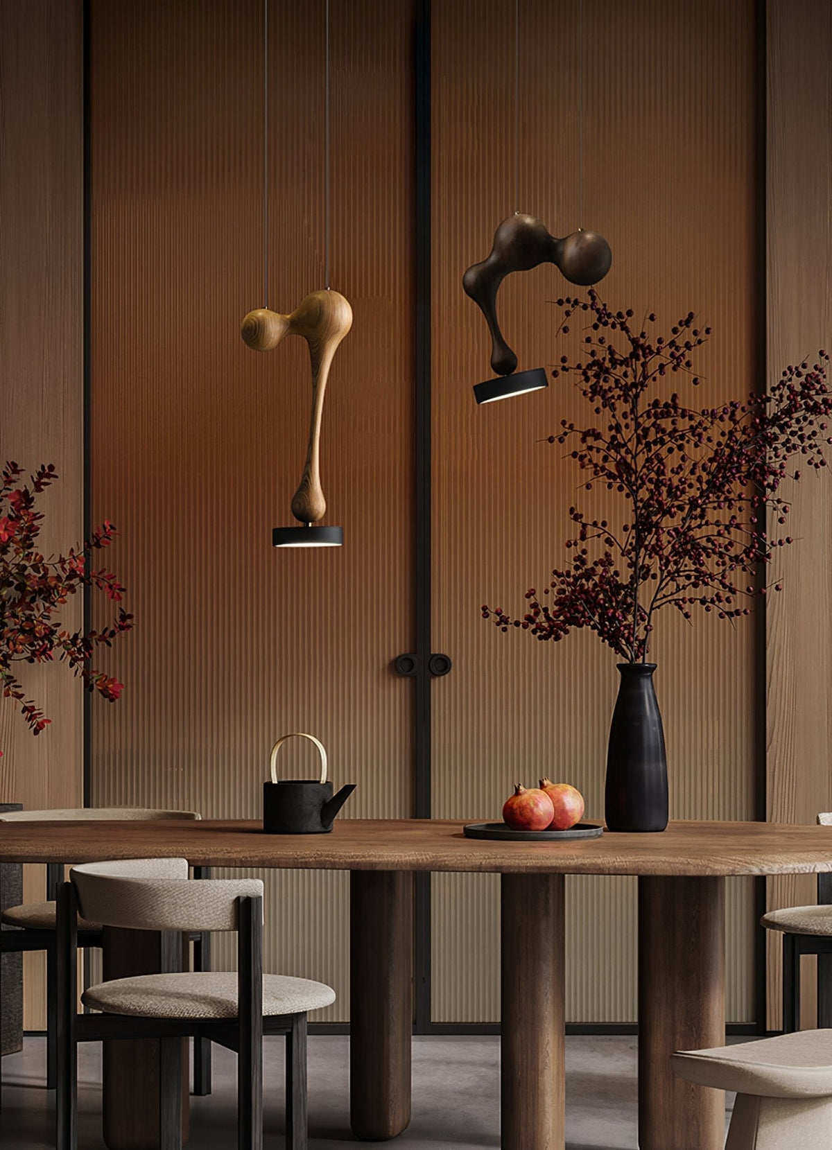 Molecule Wooden Pendant Light — product and interior detail 2