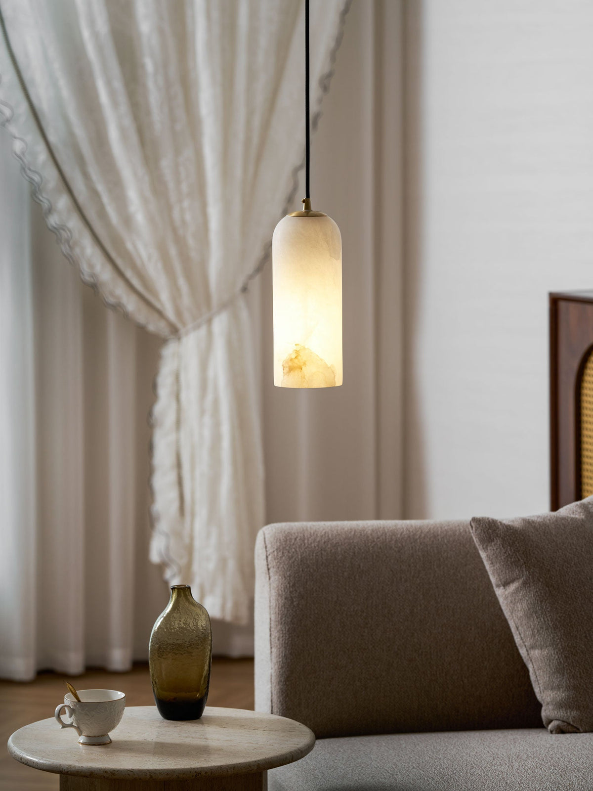 Monty alabaster pendant light, single or 2, 3 and 5 light cluster - view 3
