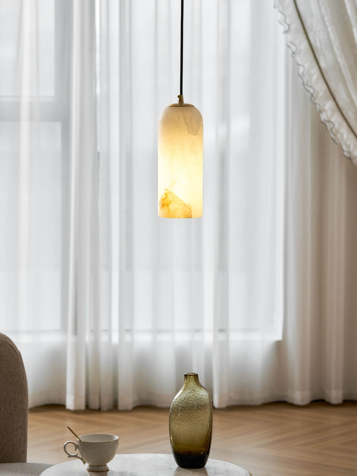 Monty alabaster pendant light, single or 2, 3 and 5 light cluster - view 5