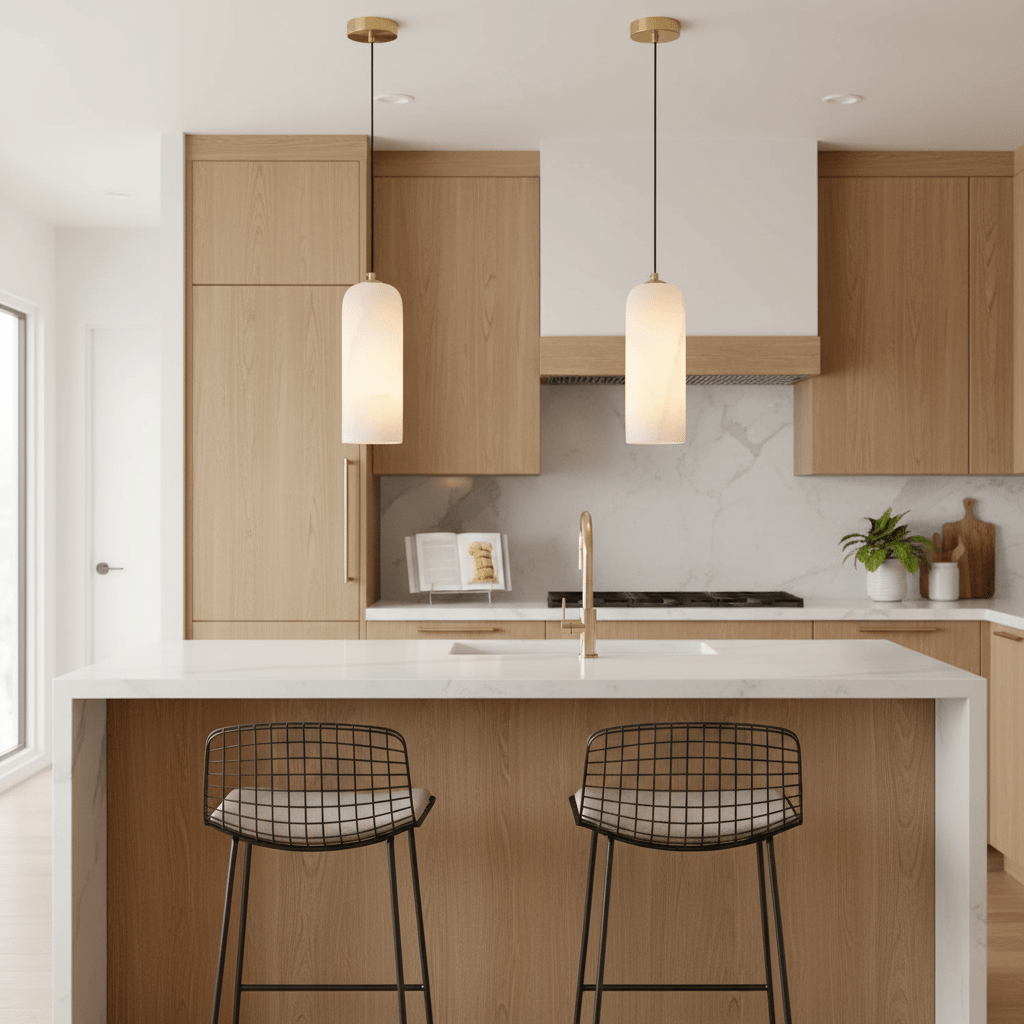Monty alabaster pendant light, single or 2, 3 and 5 light cluster - view 6