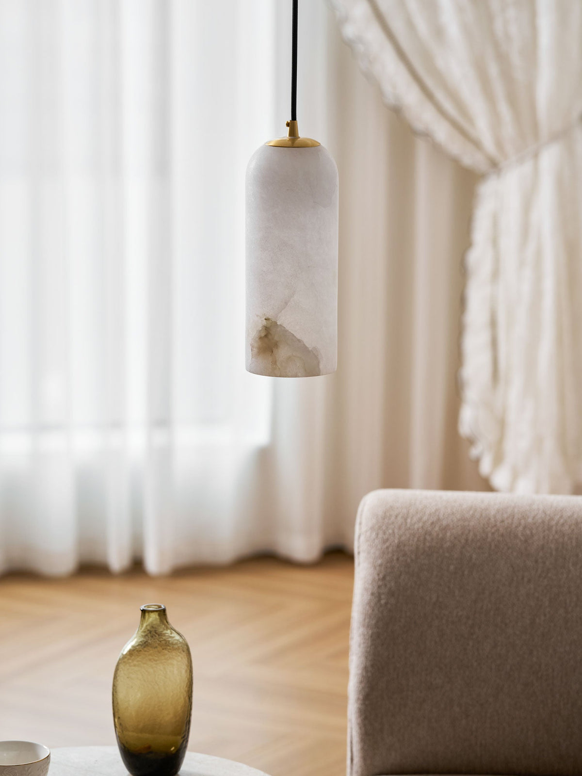 Monty alabaster pendant light, single or 2, 3 and 5 light cluster - view 20