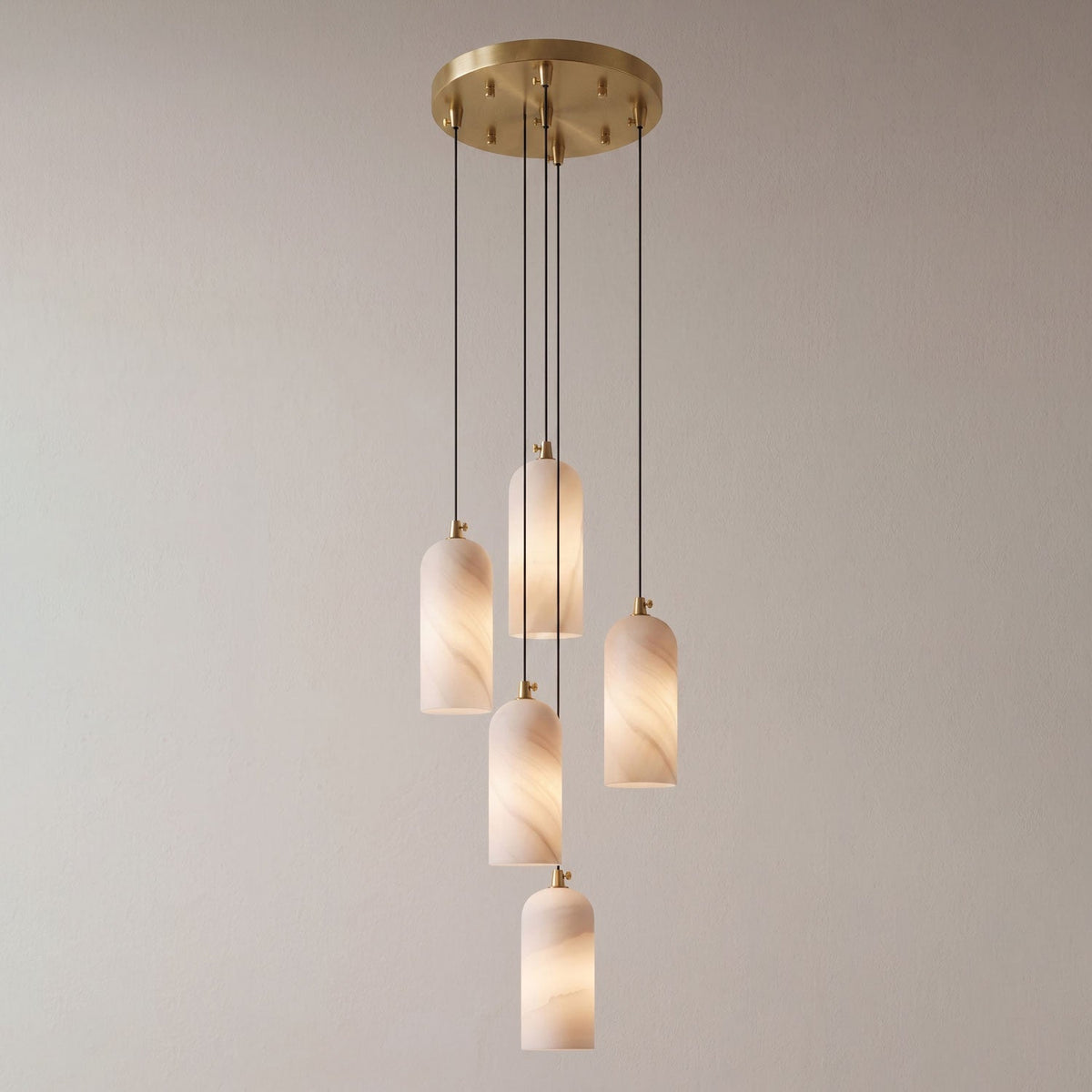Monty alabaster pendant light, single or 2, 3 and 5 light cluster - view 33