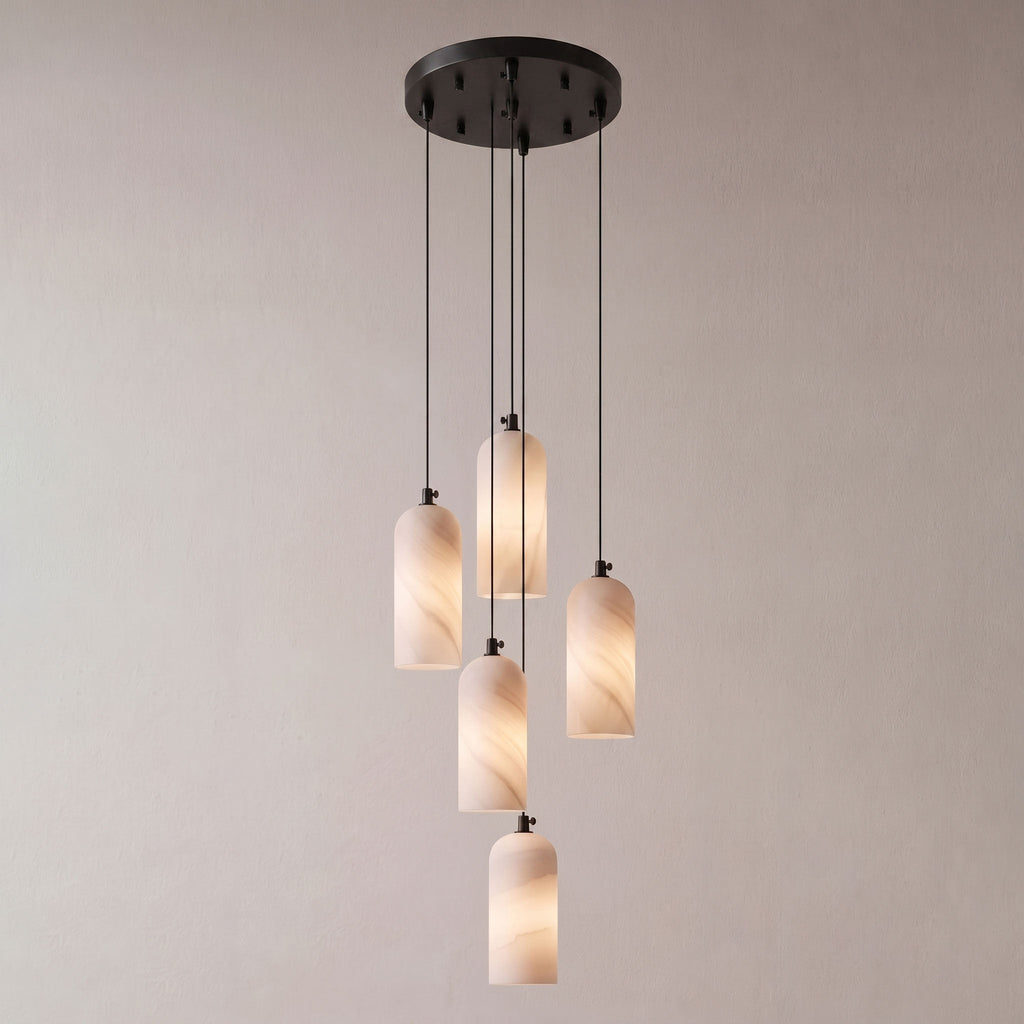 Monty alabaster pendant light, single or 2, 3 and 5 light cluster - view 34