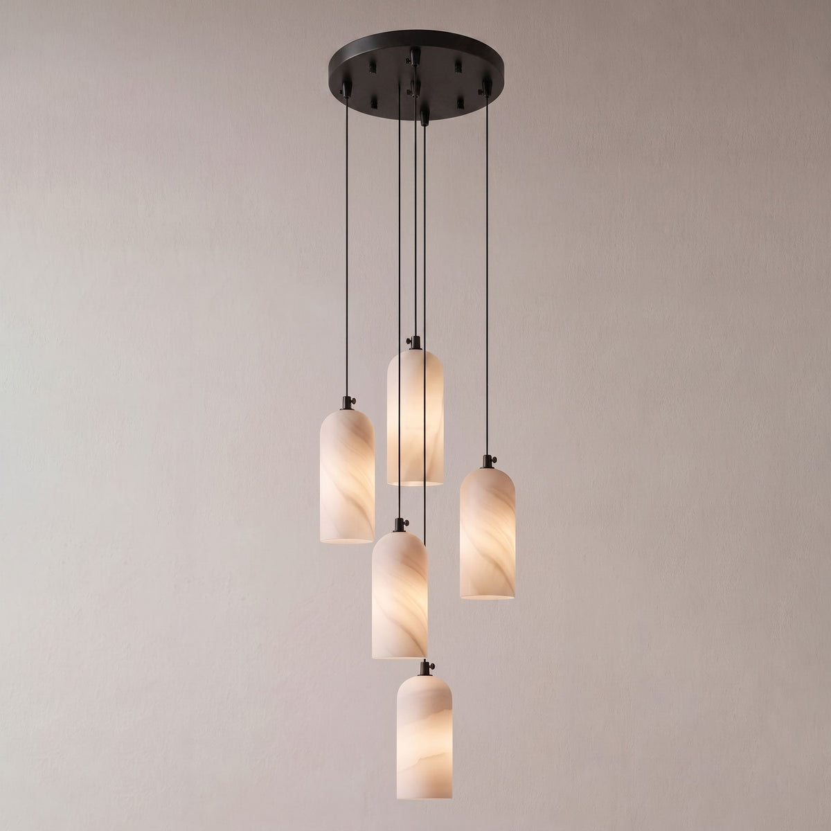 Monty alabaster pendant light, single or 2, 3 and 5 light cluster - view 34