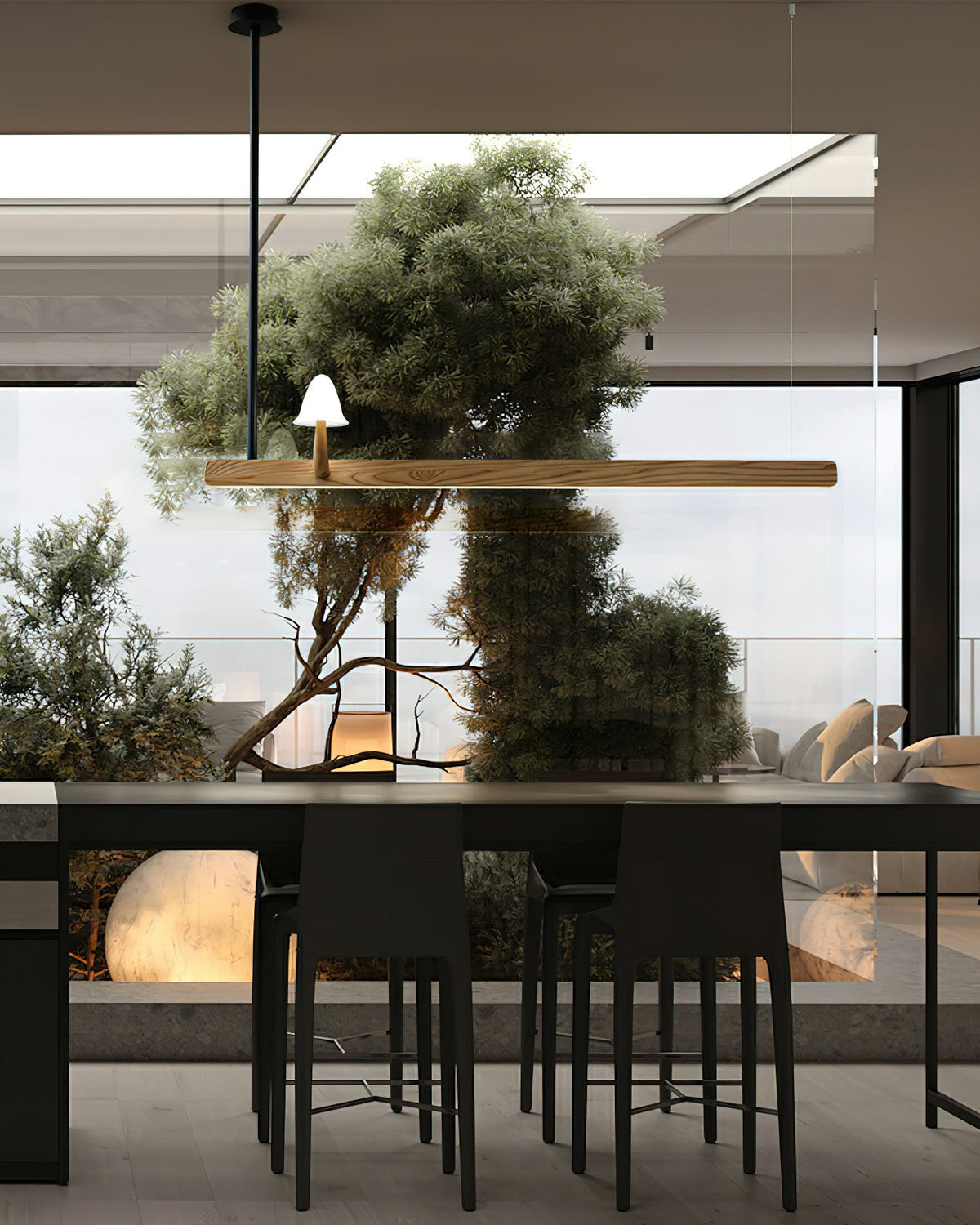 Mushroom Beam Wood LED Chandelier - product view 6