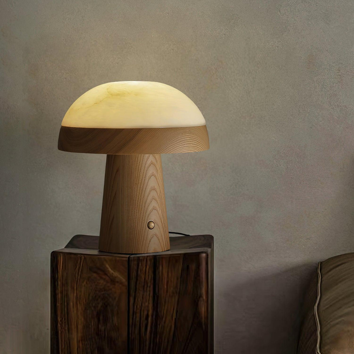 Mushroom Cloud Alabaster Table Lamp — product and interior detail 3