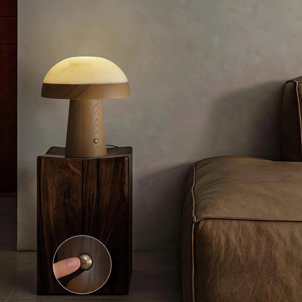 Mushroom Cloud Alabaster Table Lamp — product and interior detail 5