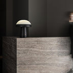 Mushroom Cloud Alabaster Table Lamp — product and interior detail 7