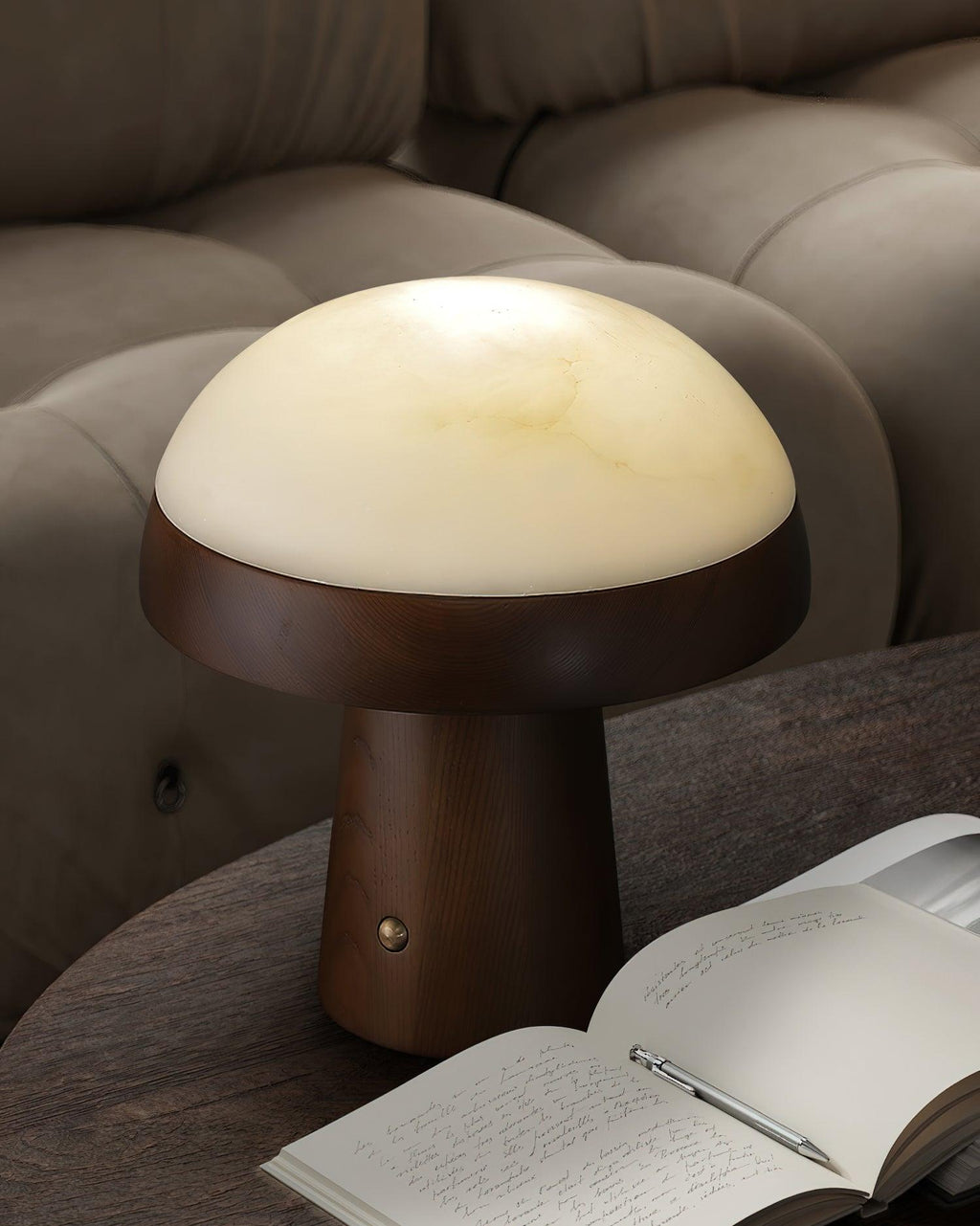 Mushroom Cloud Alabaster Table Lamp — product and interior detail 10