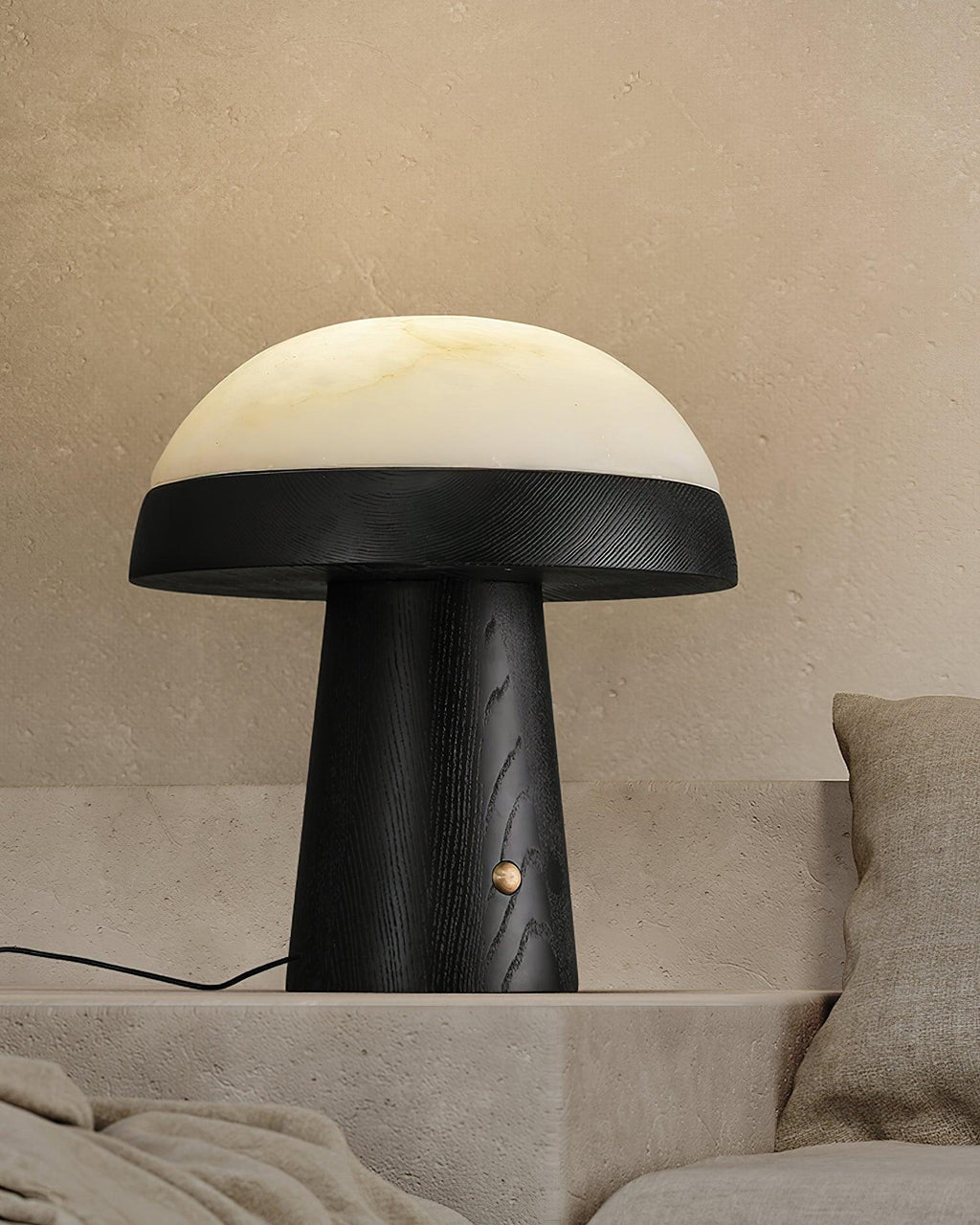 Mushroom Cloud Alabaster Table Lamp — product and interior detail 13