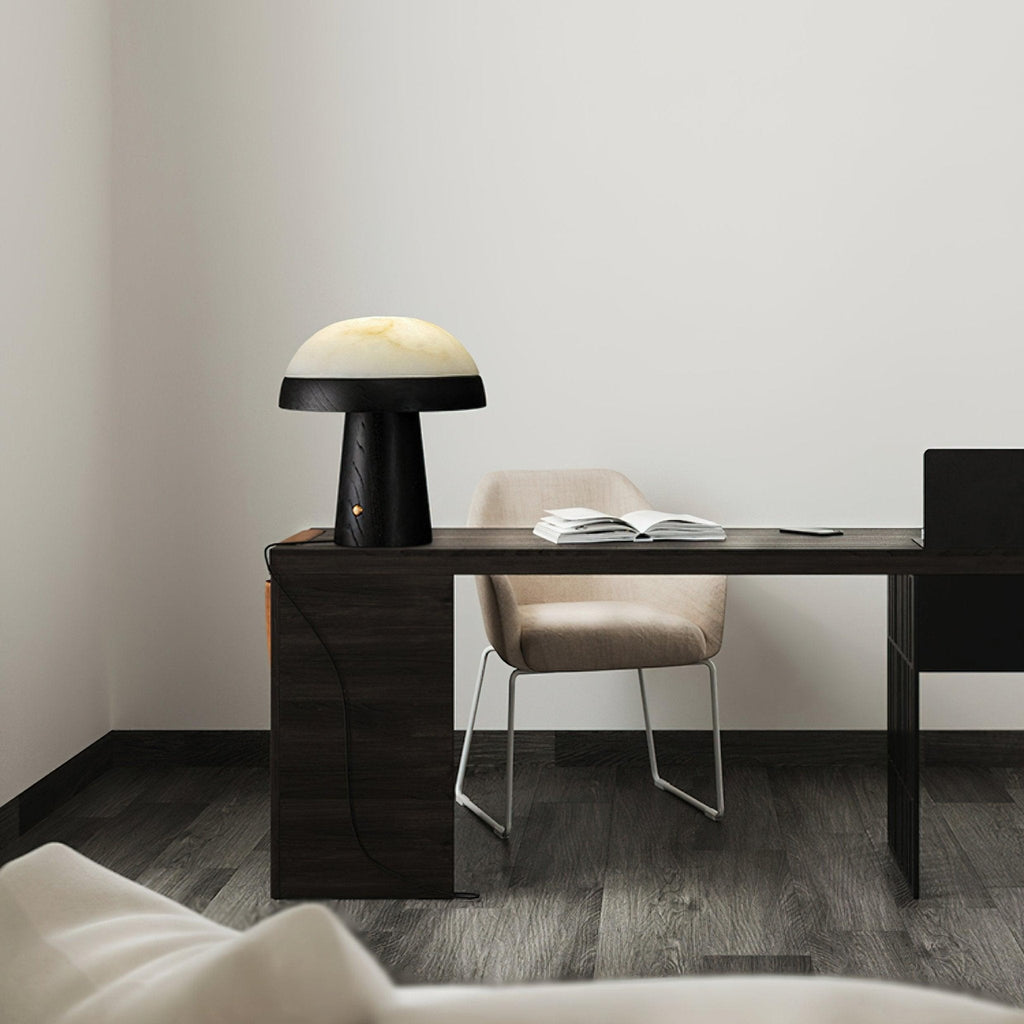 Mushroom Cloud Alabaster Table Lamp — product and interior detail 18