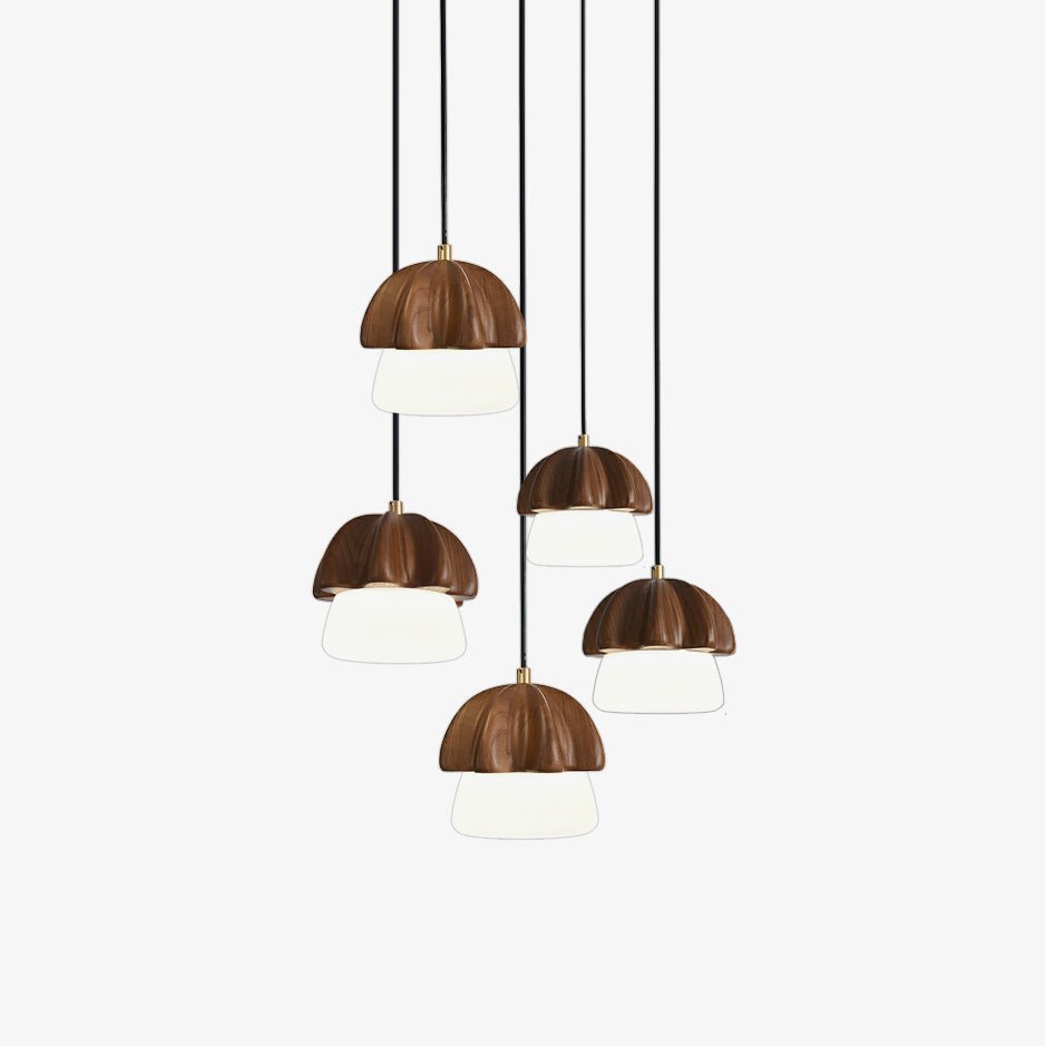 Mushroom Wood LED Cluster Chandelier - product view 1