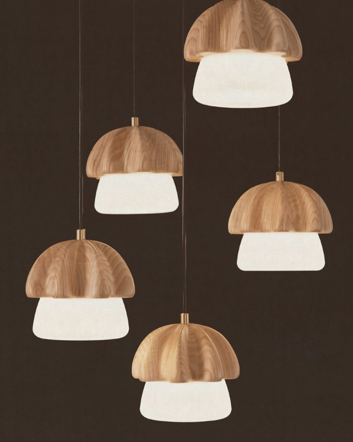 Mushroom Wood LED Cluster Chandelier - product view 26
