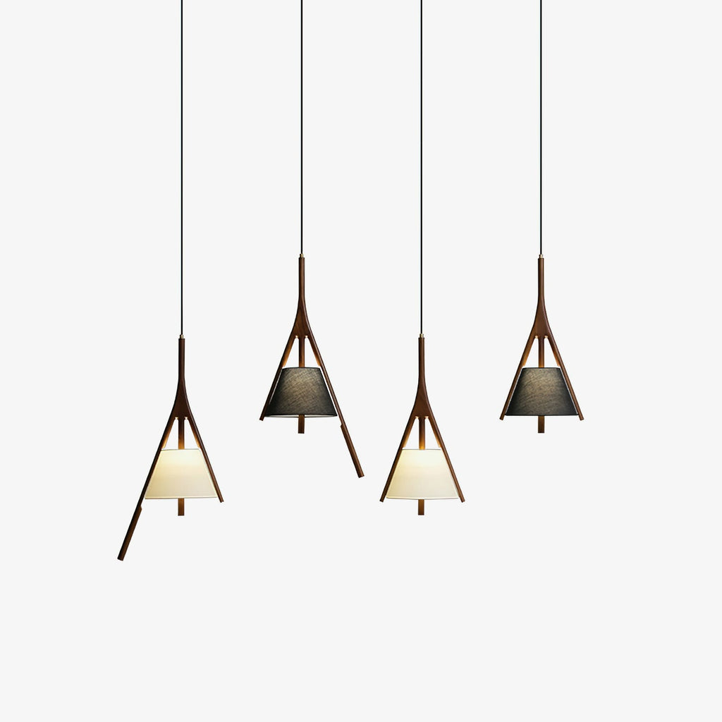 Nanzhi Wood-Frame Shade Pendant Light - product view 1