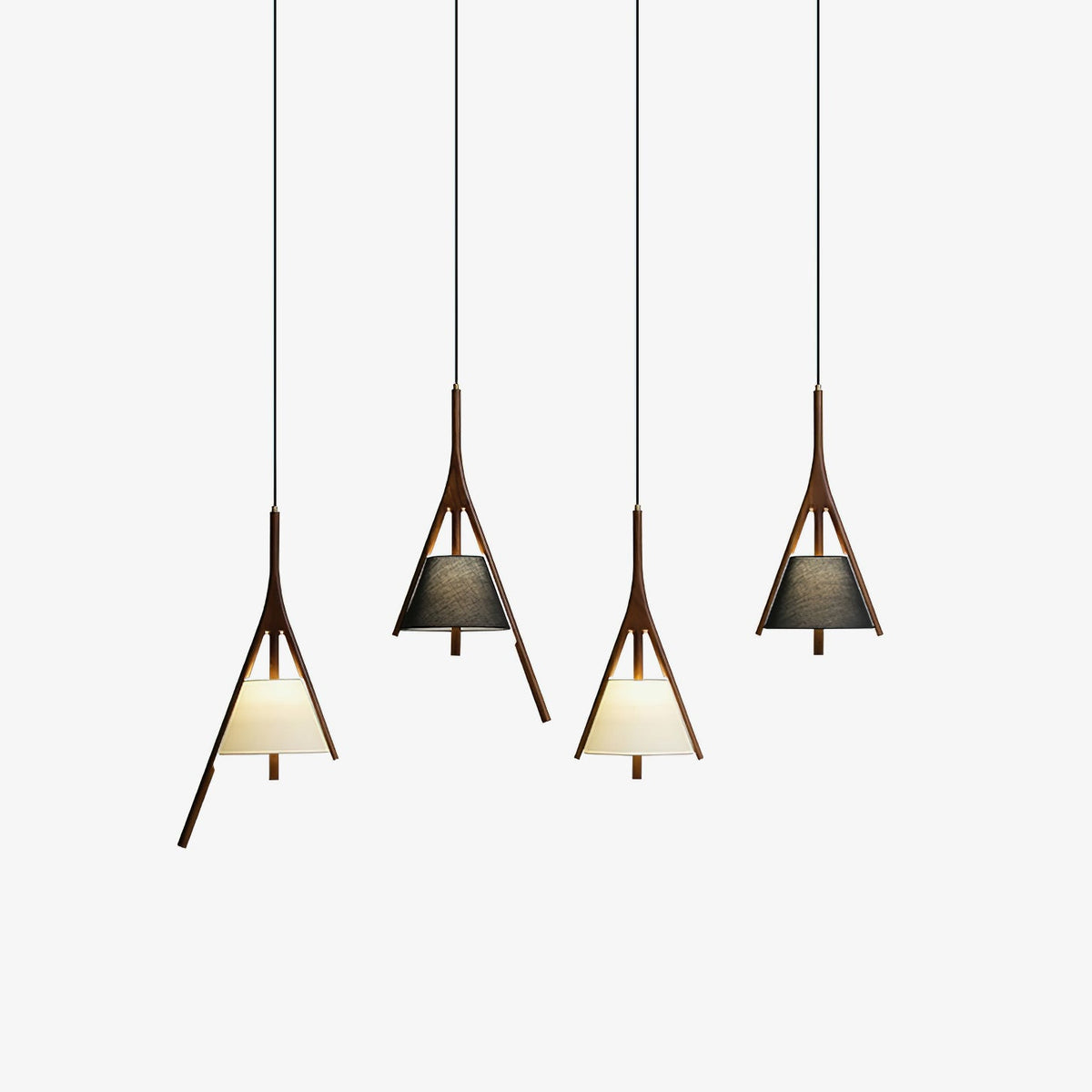 Nanzhi Wood-Frame Shade Pendant Light - product view 1