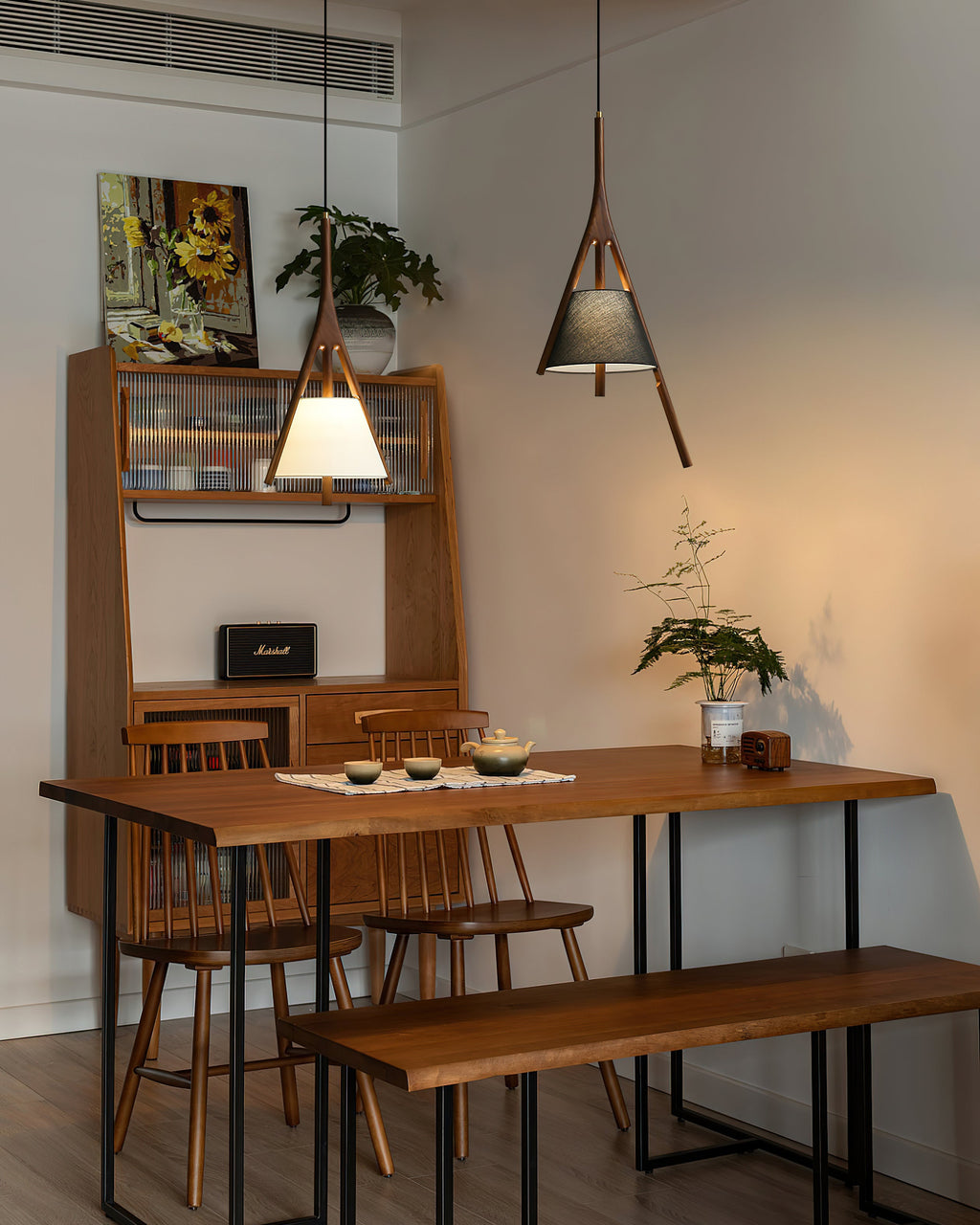 Nanzhi Wood-Frame Shade Pendant Light - product view 13
