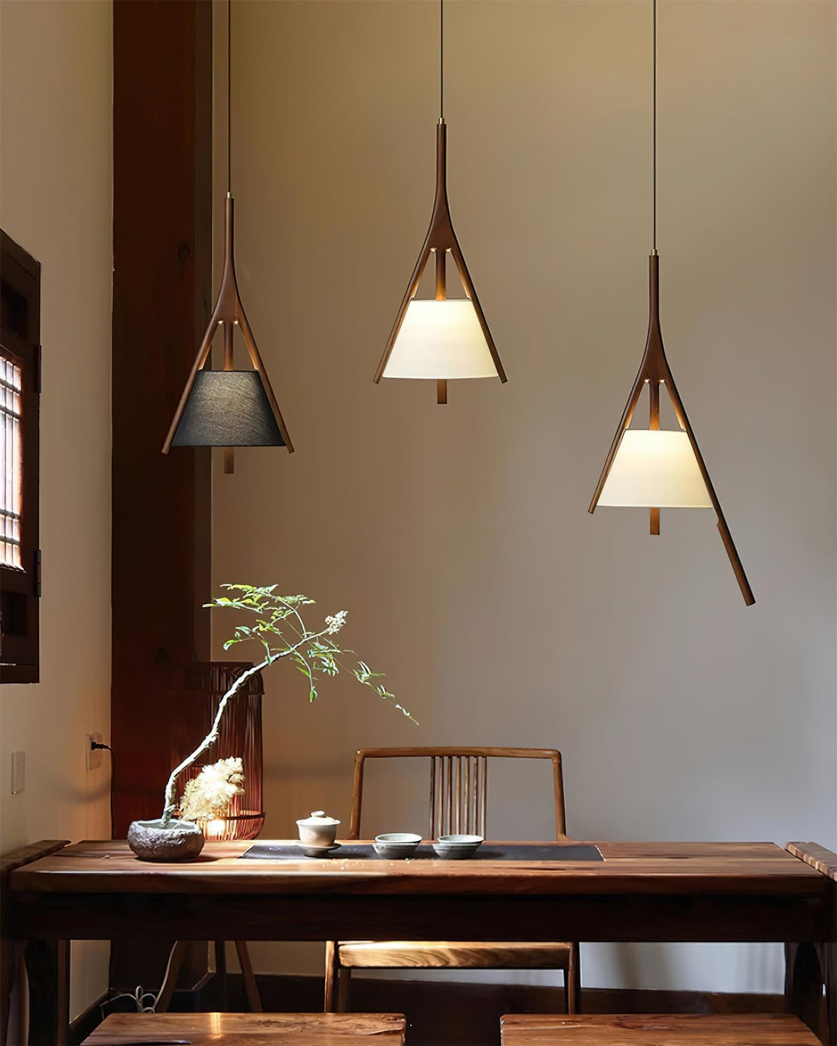 Nanzhi Wood-Frame Shade Pendant Light - product view 16
