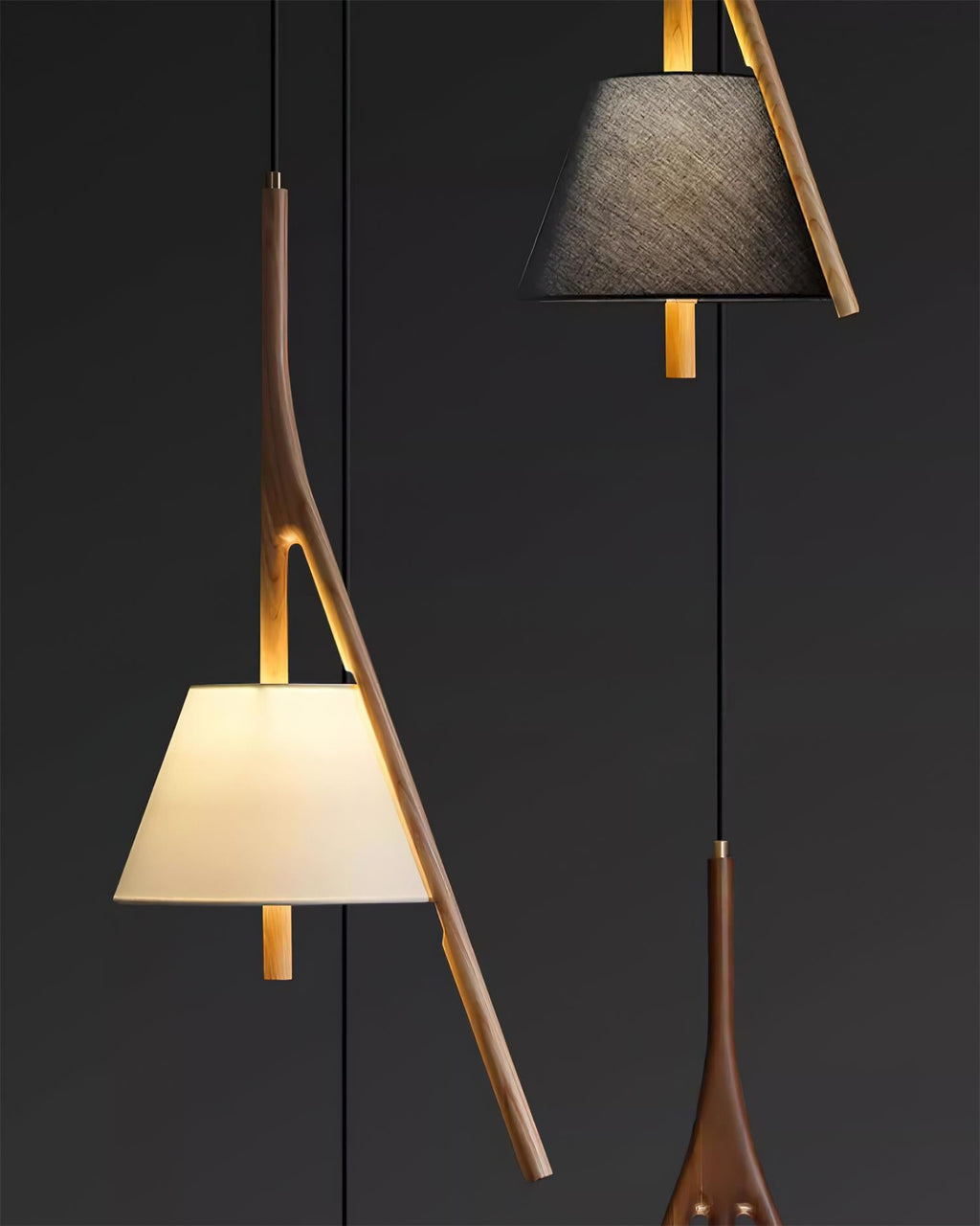 Nanzhi Wood-Frame Shade Pendant Light - product view 19