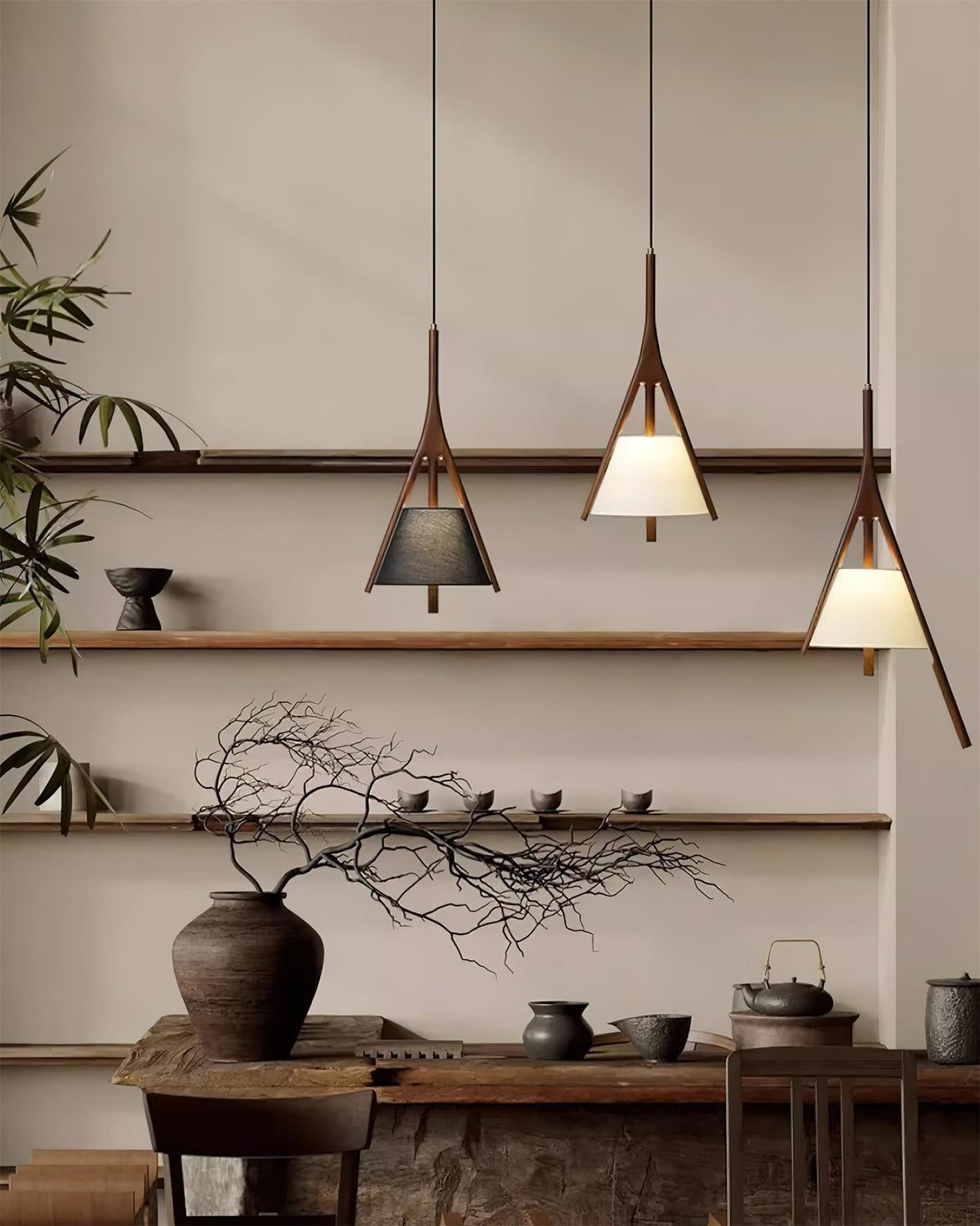 Nanzhi Wood-Frame Shade Pendant Light - product view 21
