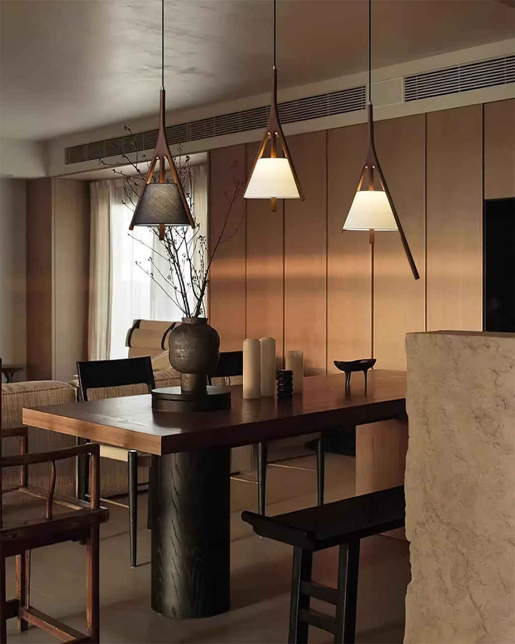 Nanzhi Wood-Frame Shade Pendant Light - product view 23