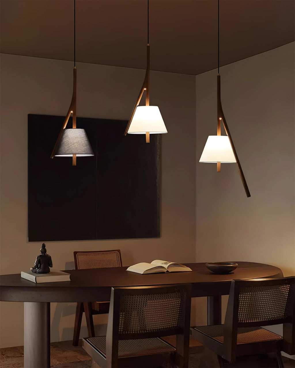 Nanzhi Wood-Frame Shade Pendant Light - product view 24
