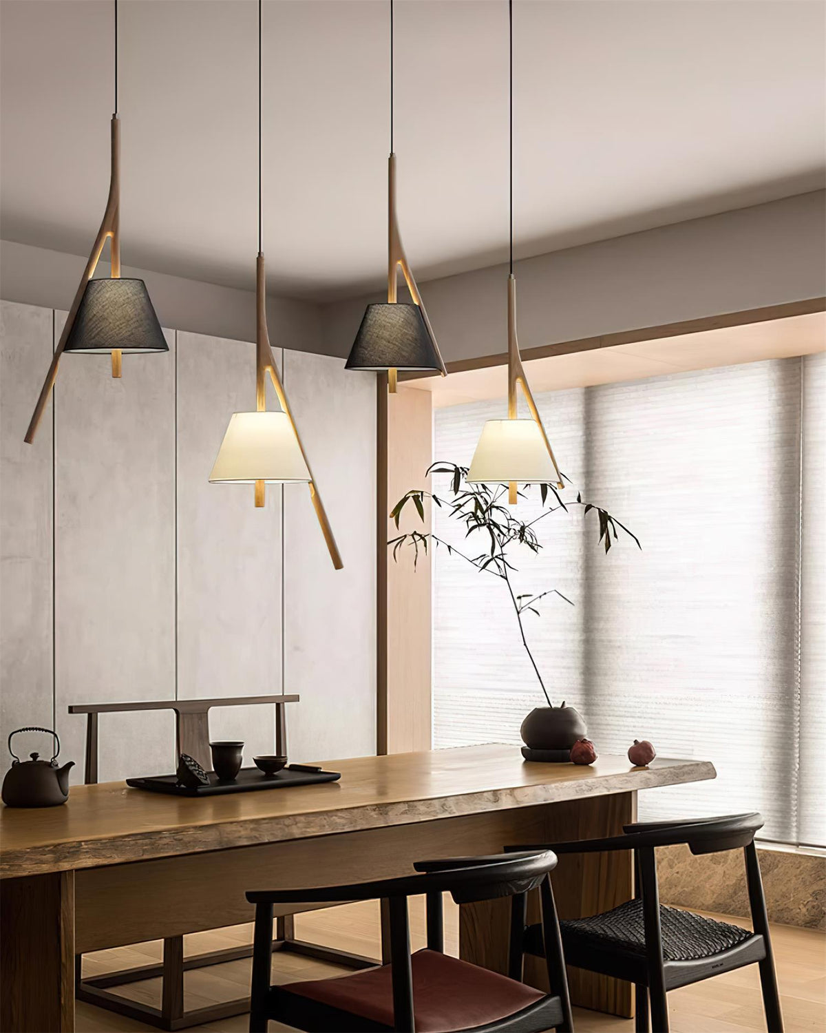 Nanzhi Wood-Frame Shade Pendant Light - product view 26