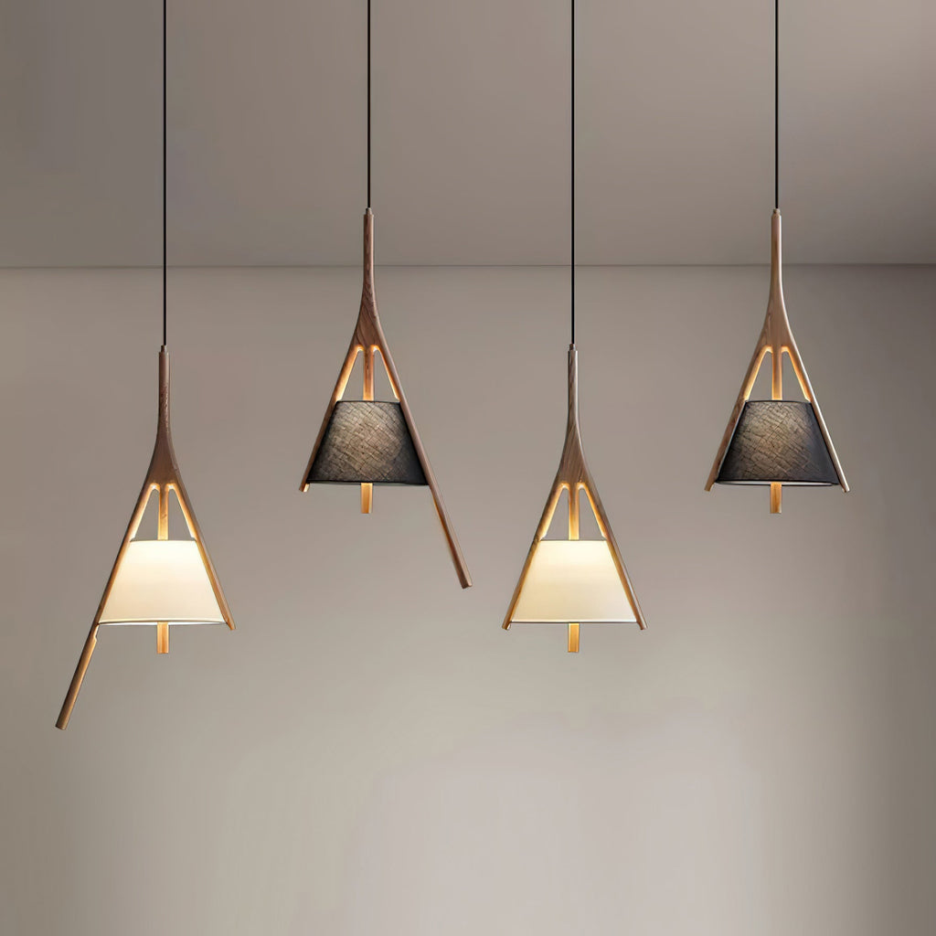 Nanzhi Wood-Frame Shade Pendant Light - product view 31