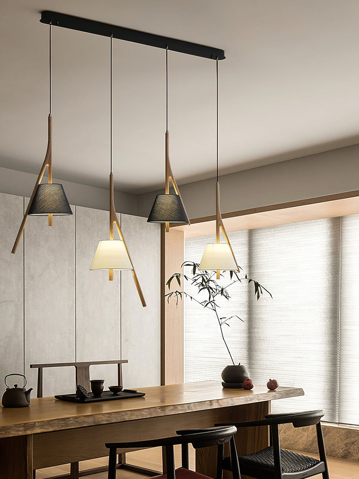 Nanzhi Wood-Frame Shade Pendant Light - product view 32