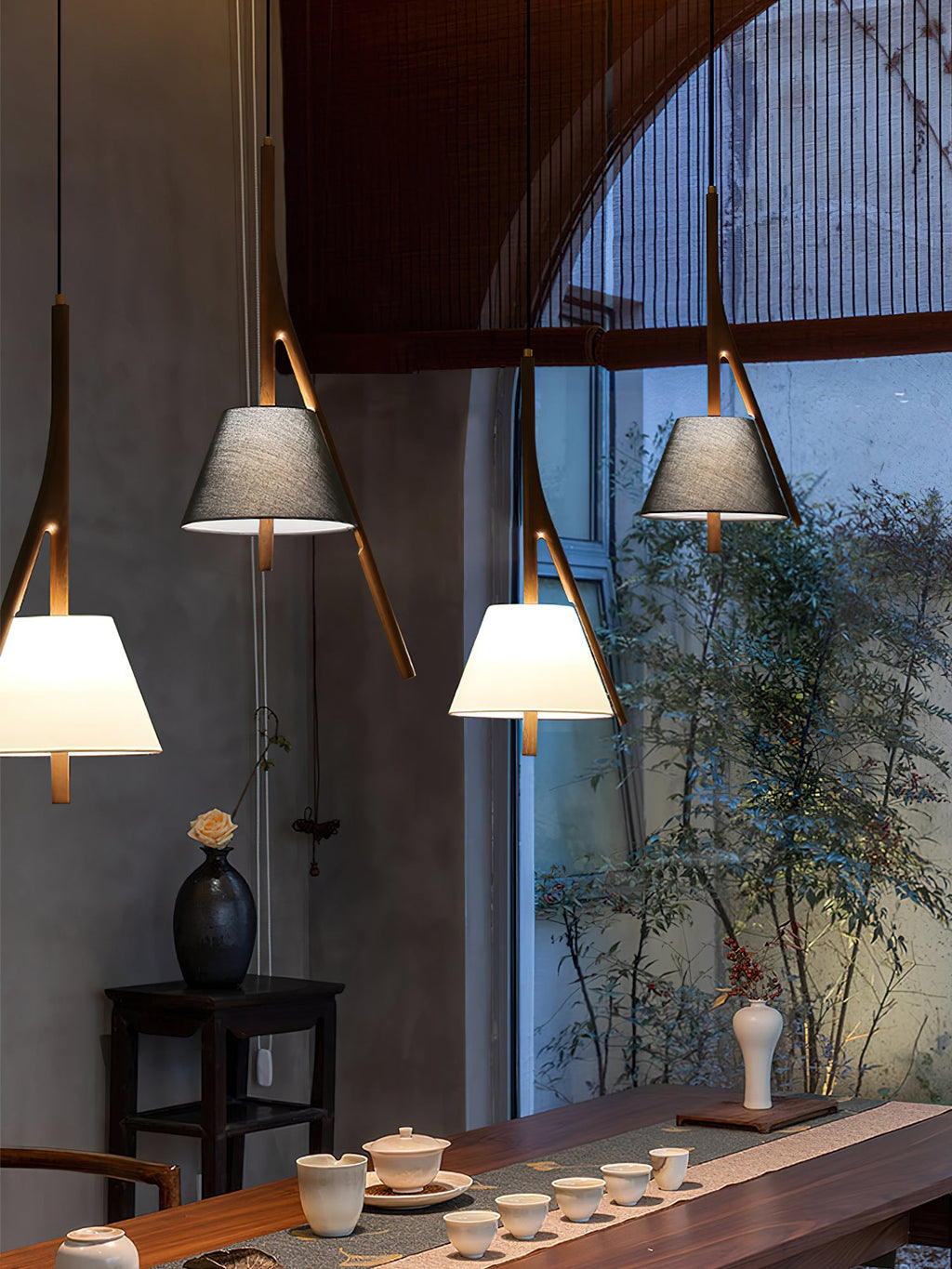 Nanzhi Wood-Frame Shade Pendant Light - product view 38