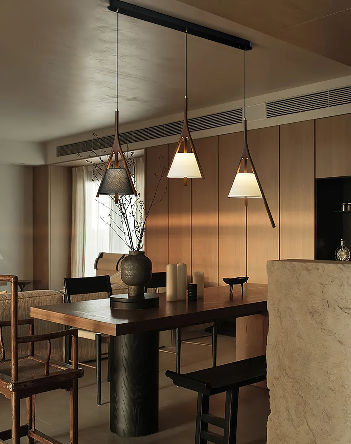 Nanzhi Wood-Frame Shade Pendant Light - product view 43