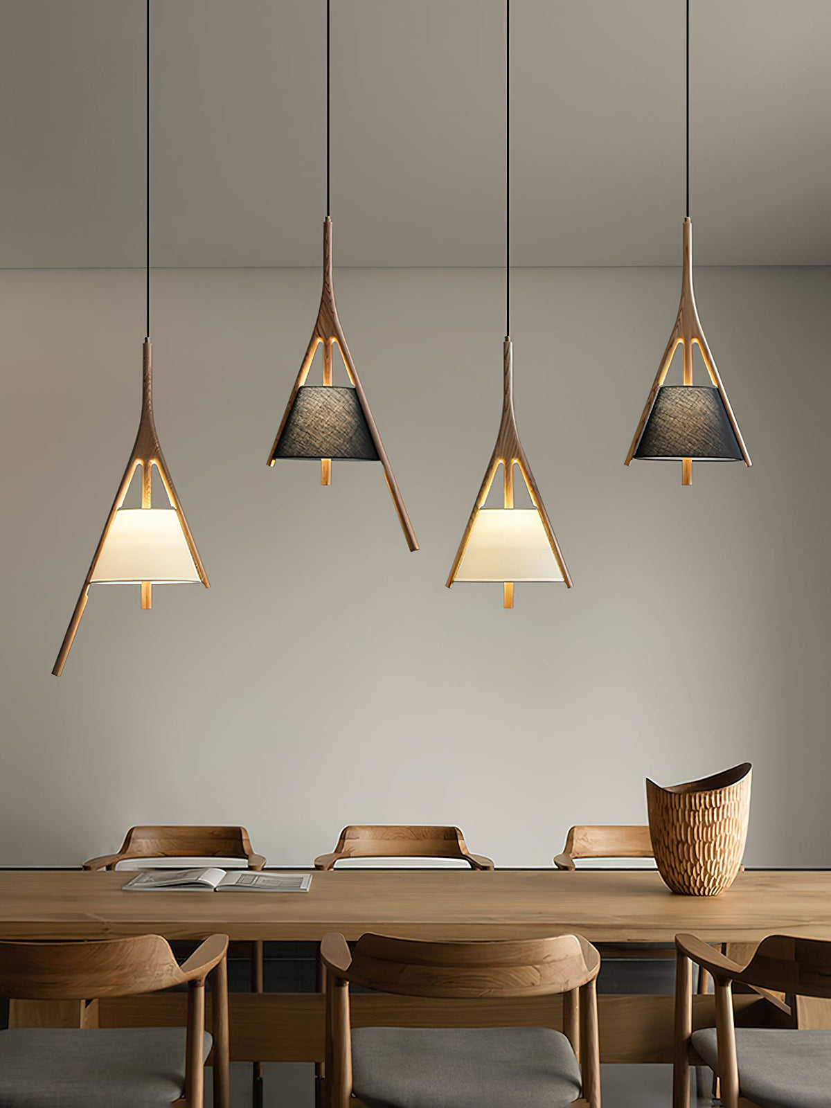 Nanzhi Wood-Frame Shade Pendant Light - product view 44